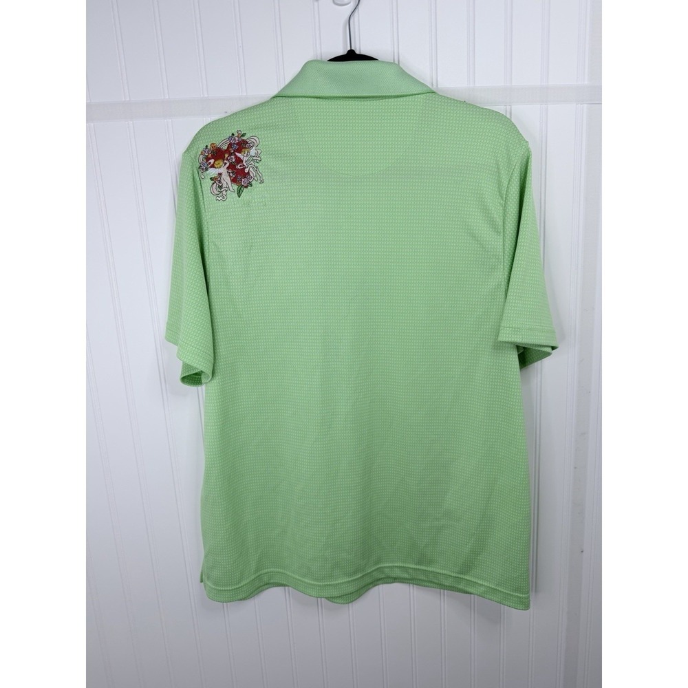 Ben Hogan Performance Polo Shirt L Green Custom Floral Embroidered Golf Shirt - Picture 4 of 16